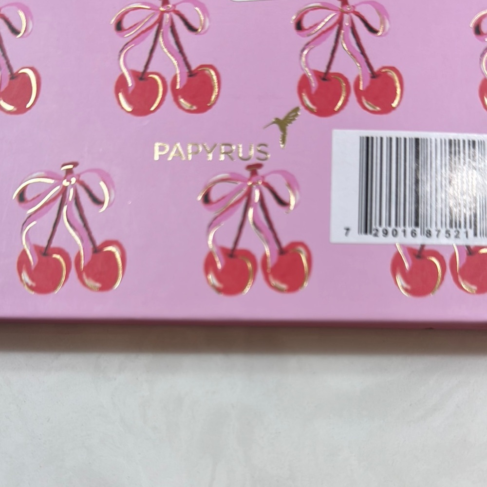 Papyrus Pink Cherry Patterned Notebook with Gold Pen NWT - Picture 4 of 7